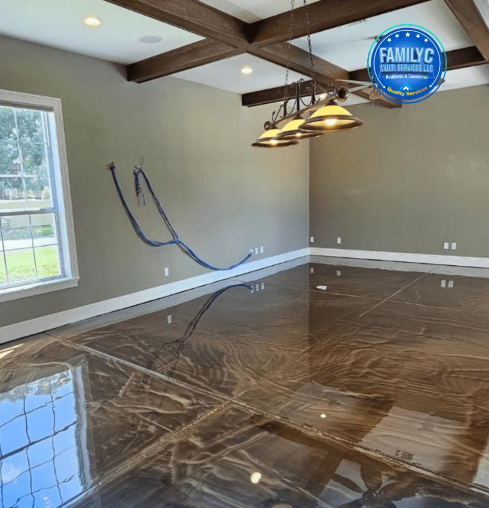 Epoxy flooring and concrete contractor services in Central Florida by Family C Multi Services LLC