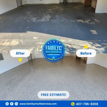 Epoxy flooring and concrete contractor services in Central Florida by Family C Multi Services LLC